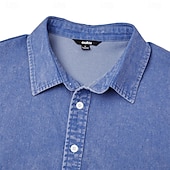 cheap Men's Smart Casual Shirts-SoftFade™ Men's Shirt Casual Shirt Denim Shirt Cotton Acid Wash Shirt Acid Wash Shirt Black Pink Navy Blue Purple Green Short Sleeve Plain Shirt Collar Casual Daily Clothing