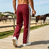 abordables pantalones casuales-Hombre Pantalones Pantalones casuales Pantalones anchos Correa Bolsillo Cintura elástica A Rayas Comodidad Suave Casual Diario Exterior Vacaciones Moda Caqui Negro Microelástico
