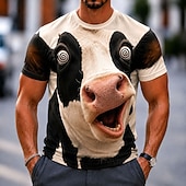 cheap Animal Print T shirts-Men's Animal Milk Cows T Shirt Short Sleeve T shirt 3D Print Crew Neck Shirt Funny Casual Daily Street White White 1 White 2 Summer Spring Clothing Apparel S M L XL 2XL 3XL