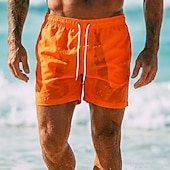 cheap Men's Swim Shorts-Men's Swim Trunks Swim Shorts Board Shorts Drawstring with Mesh lining Plain Solid Colored Quick Dry Above Knee Casual Beach Holiday Hawaiian Casual / Sporty Blue Khaki Stretchy