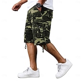 cheap Holiday-Men's Comfort Waist Tactical Cargo Cargo Shorts Shorts Casual Shorts Pocket Elastic Waist Plain Camouflage Breathable Knee Length Casual Outdoor Streetwear Fashion Streetwear Blue Khaki Inelastic