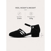 economico Scarpe da ballo di sala e danza moderna-scarpe da ballo da sala nere da donna con suola in pelle scamosciata - tacco basso, comode e antiscivolo scarpe da ballo latino per esercizi con cinturini