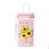  4 biglietti di ringraziamento per insegnanti, biglietti di ringraziamento fai da te con fiori in feltro 3D per la festa degli insegnanti, la laurea, il ritorno a scuola, assortiti biglietti di auguri