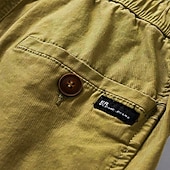 お買い得  Classic-Men's Cargo Shorts Shorts Summer Shorts Drawstring Elastic Waist Multi Pocket Solid Color Plain Comfort Wearable Short Casual Daily Outdoor Fashion Casual Khaki Black Inelastic