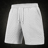 abordables Bermudas estilo casual-Hombre Pantalón corto Pantalones cortos de verano Pantalones cortos casuales Jacquard Con Texturas Plano Comodidad Transpirable Sobre la Rodilla Casual Exterior Playa Vacaciones Moda Blanco Caqui