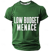 cheap Men's Funny T shirts-Men's Low Budget Menace Funny Letter Graphic Sarcastic Streetwear T-Shirt Regular Fit Casual Blue Designer Clothing Apparel S M L XL XXL XXXL