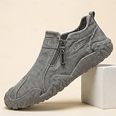 abordables Zapatos Casuales Slip-On-Zapatillas de senderismo grises para hombre: zapatillas ligeras con cremallera lateral para actividades al aire libre, calzado cómodo y antideslizante para senderismo, viajes y aventuras cotidianas.