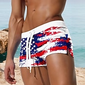 cheap Patriotic 250 Shorts-Men's US Flag Swim Trunks Swim Shorts Board Shorts Mid Waist Patriotic Outdoor Holiday Drawstring with Mesh lining Elastic Waist Designer Clothing Apparel