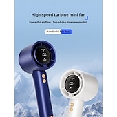 baratos Ventoinhas-Ventilador portátil de mão, mini ventilador com 100 velocidades ajustáveis, ventilador de mão com resfriamento rápido e visor digital, ventilador pessoal recarregável via USB para viagens, uso externo