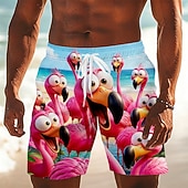  Per uomo Animale Fenicottero Costumi da bagno Costumi da bagno Pantaloncini da bagno Pantaloncini da Surf Misura del girovita medio Hawaiano Quotidiano Vacanza al Mare Tasche Laterali fodera in rete
