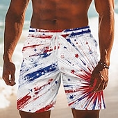 baratos Shorts Patrióticos 250-2026 250º Calções de Banho Masculinos com Bandeira Americana Trajes de Banho Shorts de Natação Board Shorts Cintura Média Patrióticos Diários Festival ao Ar Livre Bolsos Laterais Forro de Malha