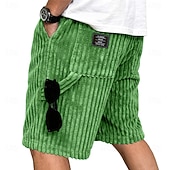 preiswerte Lässige Shorts-Herren Shorts Sommershorts Freizeitshorts Cordshorts Tasche Elastischer Bund Einfach Texture Komfort Atmungsaktiv Knielang Lässig Outdoor Strand Urlaub Mode Khaki Marineblau Unelastisch
