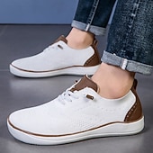 economico Scarpe Casual con Lacci-Sneakers Oxford da uomo grigie in maglia, scarpe stringate eleganti e casual, scarpe comode e leggere per ufficio, viaggi e uso quotidiano.