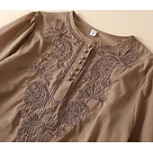  Femmes Chemise Haut à œillets Chemise Bohème Chemise en Dentelle Dentelle Broderie Élégant Bohème Vacances Manche 3/4 Hauts Longs Occasionnel Bleu Blanche Jaune Orange Marron Été Printemps
