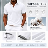 preiswerte Klassisches Poloshirt für Herren-Herren 100% Baumwolle Poloshirts Lässig Urlaub Revers Kurzarm Modern Bequem Einfach Farbblock Knöpfe Sommer Frühling Blau Weiß Gelb Rote Grau 100% Baumwolle