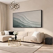 abordables Peintures Abstraites-Hand Painted Sea Beach Canvas Oil Painting Ocean Wave 3D Texture Painting Blue Ocean Painting Living Room Decor Painting Custom Painting