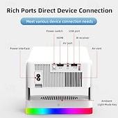 cheap Projectors-Smart Projector with Auto Focus &amp; Auto Keystone, 720P Native Portable Movie Projector with RGB Ambient Light, Bluetooth Speaker, WiFi Screen Casting, 180° Rotatable Home Theater Projector