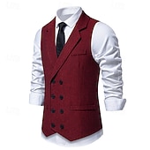 preiswerte Herren Kostüme der 1920er Jahre-Goldene Zwanziger 1920er Retro Vintage Weste Der große Gatsby Doppelreihiger Verschluss Fischgrät-Tweed Gekerbtes Revers Kostüm Herren Wiederbelebung Hochzeitsfeier Alltagstauglich Erwachsene Weste