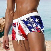 cheap Patriotic 250 Shorts-Men's US Flag Swim Trunks Swim Shorts Board Shorts Mid Waist Patriotic Outdoor Holiday Drawstring with Mesh lining Elastic Waist Designer Clothing Apparel