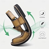 ieftine sandală de rochie-Bărbați Epocă Casual Zilnic PU piele Comfortabil Respirabil Buclă Kaki Negru Gri Vară Primăvară Toate Sezoanele