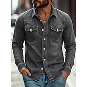 economico Camicie da lavoro da uomo-camicia da uomo softfade™ camicia casual camicia da lavoro camicia western camicia con bottoni capo tinto blu nero rosso verde manica lunga camicia semplice colletto casual quotidiano tasca frontale abbigliamento cotone