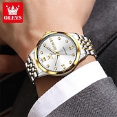 baratos Relógio Automático-Relógio masculino automático Olevs de luxo, em aço inoxidável prateado, com mecanismo de corda automática, mostrador com numerais romanos, diamantes, à prova d'água e com ponteiros luminosos, ideal
