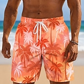 billiga Tropiska växter och blommor-Herr Kokosnötspalm Tropiska växter Badshorts Baddräkter Badshorts Boardshorts Medium Midja Hawaiisk Dagligen Strandsemester Sidfickor Mesh foder Elastisk dragsko i midjan Designer Kläder