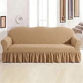 cheap Sofa Cover-Country Style 3D Stretch Sofa Cover with Skirt, Washable Elastic Couch Slipcover for 1/2/3/4 Seater, Fitted Furniture Protector