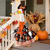 ieftine Decorațiuni exterioare-Set costum de gâscă de verandă de Halloween, fustă de dovleac de Ziua Recunoștinței, bandă de susținere, eșarfă și curea (se potrivește unei statui de gâscă de gazon de 23 de inci)