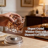economico Bicchieri-Bicchiere da whisky girevole con base per rotazione a 360 gradi, 267 ml, bicchieri da whisky girevoli old fashioned per scotch, cocktail, rum, cognac, vodka, liquori, regalo unico per uomo