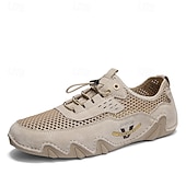 economico Scarpe Casual con Lacci-Scarpe da ginnastica da uomo beige in mesh – scarpe casual traspiranti e leggere, comode calzature da esterno per viaggi, passeggiate e uso quotidiano