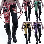 baratos Partes inferiores-Góticas Punk e gótico Steampunk Comprimento Longo Calças Baile de Máscara Normal Drogador da praga Tamanhos Grandes Xadrez Quadrados Fantasia Mulheres Dia Das Bruxas Carnaval Baile de Máscaras dia