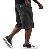cheap Casual Shorts-SoftFade™ Men's Shorts Summer Shorts Casual Shorts Acid Wash Shorts Pocket Elastic Waist Classic Solid Washed Comfort Breathable Knee Length Casual Outdoor Beach Vacation Fashion Blue Black Inelastic