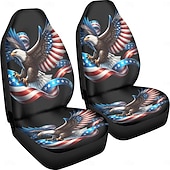 cheap Car Seat Covers-American Flag Bald Eagle Car Seat Covers Set of 2, Patriotic USA Flag Front Bucket Seat Protectors Universal Fit for SUV Truck Sedan Van, Durable Breathable Car Interior Decor Accessories