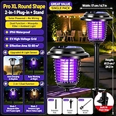 cheap Decorative Lights-Solar Bug Zapper Outdoor, Solar Mosquito Zapper, Rechargeable Battery, Waterproof Electric Fly Zapper for Patio, Backyard, Garden, Camping