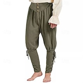 economico Fondi-Retrò Vintage Medievale Rinascimento Pantaloni da pirata Pirata Cavaliere Vichingo Cavaliere Celtico Ranger Tinta unita Costume Per uomo Costumi da pirata Fantasia Halloween Carnevale Mascherata