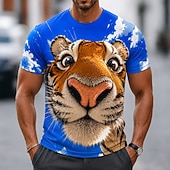 preiswerte T-Shirts mit Tiermuster-Herren Tiermotiv Tiger T Shirt Kurzarm T-Shirt 3D-Druck Rundhalsausschnitt Hemd Lustig Lässig Täglich Straße Blau Blau 1# Orange Sommer Frühling Bekleidung S M L XL 2XL 3XL