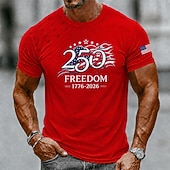 cheap Patriotic 250 T-shirts-4th of July 2026 250th Men's US Flag T Shirt Short Sleeve T shirt 3D Print Crew Neck Shirt Patriotic Daily Festival Blue White Black Summer Spring Clothing Apparel S M L XL XXL XXXL