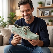 Недорогие Повседневные туфли на шнуровке-Men's Mint Green Casual Loafers, Lace-Up Comfort Walking Shoes, Lightweight Soft Sole Shoes for Travel, Daily Wear, Outdoor Activities