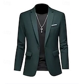 abordables Blazers Classiques pour Hommes-Hommes Veste blazer Occasionnel Quotidien Extérieur Élégant Mode Printemps Toutes saisons Poly Couleur Unie Minimaliste Décontracté / Quotidien Droit 1 bouton veste Rose Claire Kaki clair Noir Blanche
