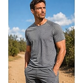お買い得  ランニングTシャツとタンクトップ-男性用 ソリッド ランニングＴシャツ コンプレッション・シャツ アスレチックシャツ スポーツトップ 夏 春 半袖 速乾性 ライトウェイト 吸汗性 高通気性 ジムトレーニング ランニング ウォーキング ジョギング フィットネス ホワイト ブラック グレー スポーツウェア アクティブウェア