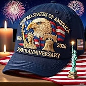 economico USA 250.-Cappello per il 250° anniversario degli Stati Uniti, berretto da baseball commemorativo 1776-2026, cappello patriottico americano 250 con aquila calva, campana della libertà e statua della libertà