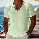economico magliette di base-Per uomo Maglietta Camicia a Maniche Corte Manica Corta Scollo a V Estate Primavera Semplice Striscia di Fossa Streetwear Elegante Casual Puro Casuale Quotidiano All'aperto Blu Nero Bianco Maglietta