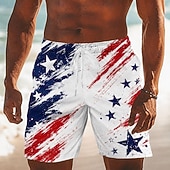 baratos Shorts Patrióticos 250-2026 250º Calções de Banho Masculinos com Bandeira Americana Trajes de Banho Shorts de Natação Board Shorts Cintura Média Patrióticos Diários Festival ao Ar Livre Bolsos Laterais Forro de Malha
