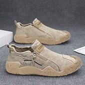 cheap Slip-On Casual Shoes-Men's Khaki Outdoor Comfort Shoes – Breathable Slip-On Walking Sneakers, Rugged Casual Footwear for Hiking, Camping, Travel, Fishing and Daily Leisure Wear