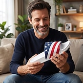 abordables Pantuflas y chanclas de hombre-Sandalias planas para hombre con estampado de bandera, zapatos de verano sin cordones con punta abierta, sandalias casuales ligeras para festivales de música, playa, piscina y uso diario.
