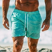 cheap Men's Swim Shorts-Men's Swim Trunks Swim Shorts Board Shorts Drawstring with Mesh lining Plain Solid Colored Quick Dry Above Knee Casual Beach Holiday Hawaiian Casual / Sporty Blue Khaki Stretchy