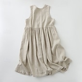 رخيصةأون فساتين-نسائي فستان ميدي 100% Cotton عتيق مناسب للبس اليومي فضفاض صالح سهل بدون كم V رقبة هيذر أخضر عسكري الصيف الربيع