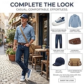 cheap Casual Lace-Up Shoes-Men's Blue Denim Sneakers – Lightweight Lace-Up Casual Shoes, Breathable Comfort Footwear for Travel, Weekend Leisure and Everyday Wear