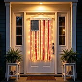  Bannière lumineuse en tissu aux couleurs du drapeau américain, célébration du 250e anniversaire des États-Unis, décorations de jardin pour le 4 juillet, articles de fête patriotiques, pour le Memorial